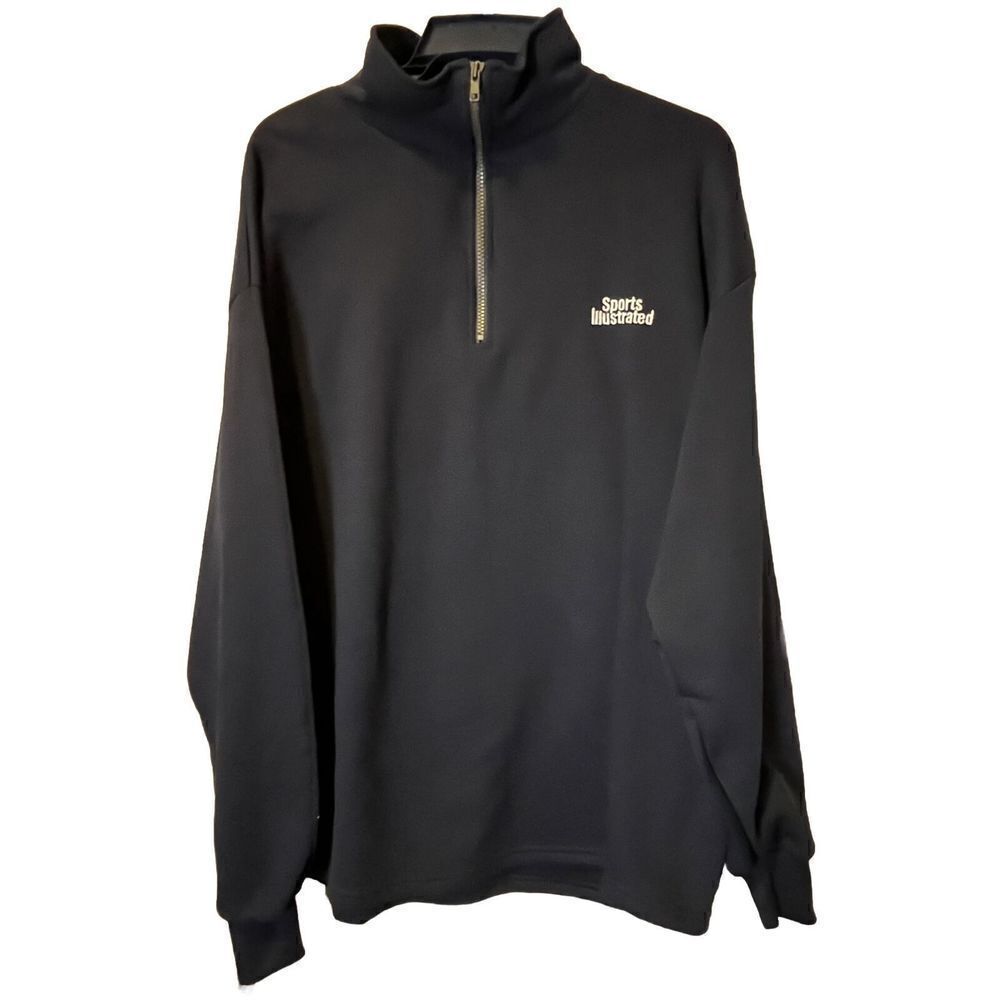Vintage Jerzees Sports Illustrated Embroidered‎ 1/4 Zip Sweatshirt Navy Size XL